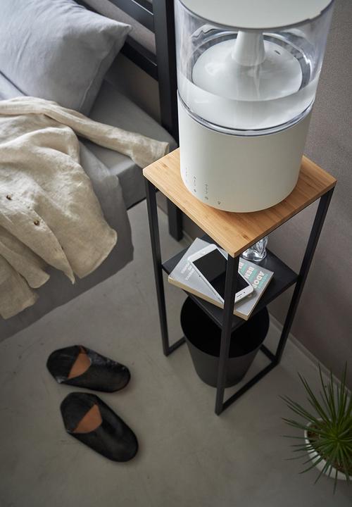 Yamazaki - Tower 2-Tiered Shelf w/ Wooden Top - Black