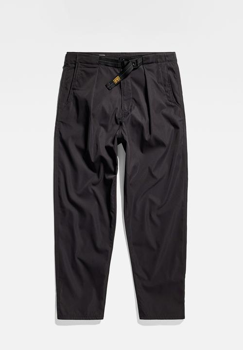 G-STAR - Pleated Chino Belt Relaxed Alpha stretch tech r wr  - dark black