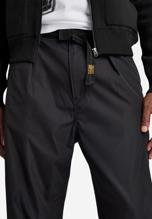 G-STAR - Pleated Chino Belt Relaxed Alpha stretch tech r wr  - dark black