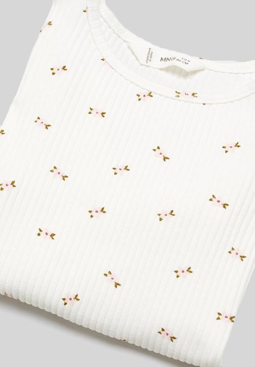 MANGO - T-shirt flori - off white
