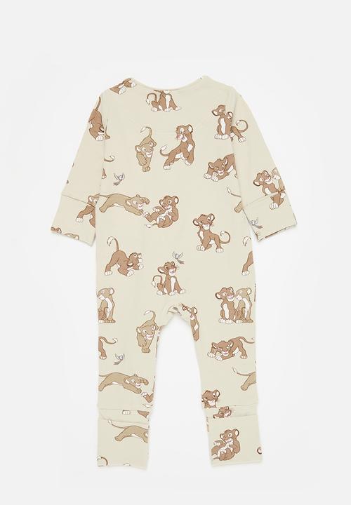 Cotton On - The long sleeve zip romper license - lcn dis rainy day/simba and nala