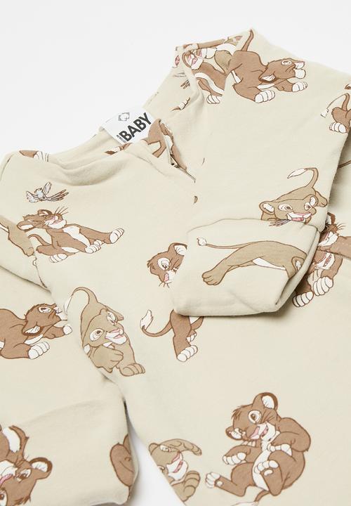 Cotton On - The long sleeve zip romper license - lcn dis rainy day/simba and nala