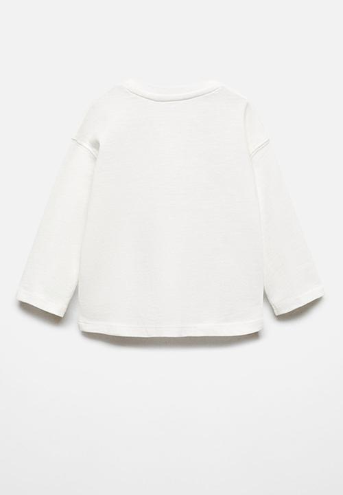 MANGO - T-shirt henleyb - off white