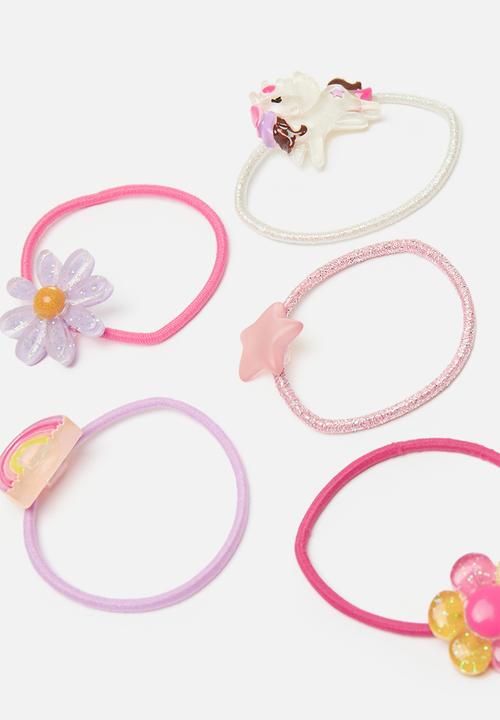 Cotton On - Hannah hair ties pack - pegasus/rainbows/daisies