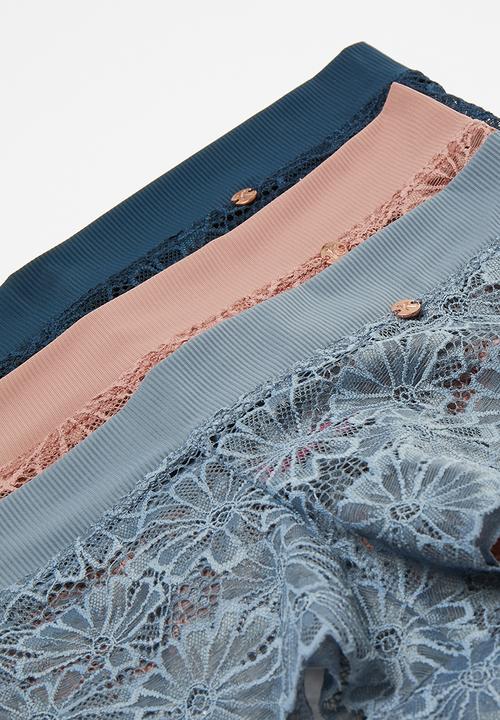 KANGOL - 3 Pack ribbed mf & gl midi boyleg - blue mist/amber/indigo