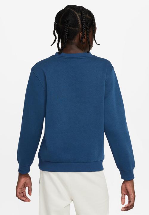 Nike - K Nsw Club Flc Crew Ls Hbr - Court Blue/White/Aquarius Blue
