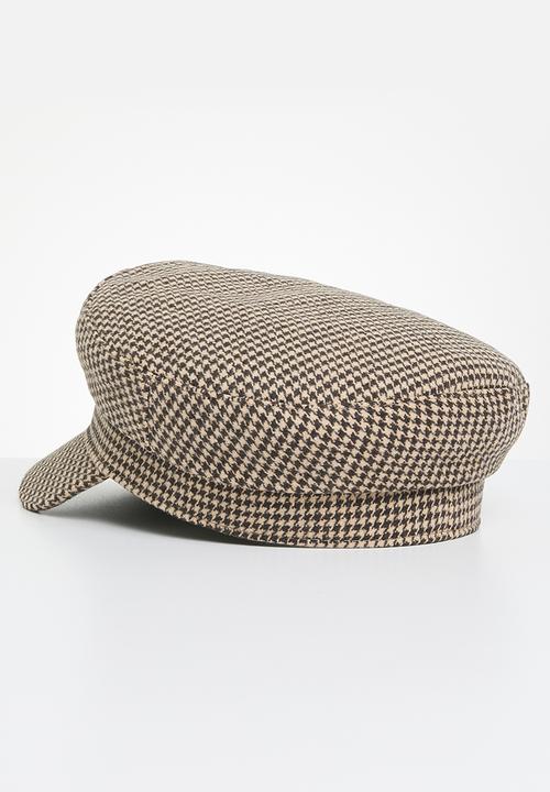 Superbalist - Checkered print baker boy hat - brown
