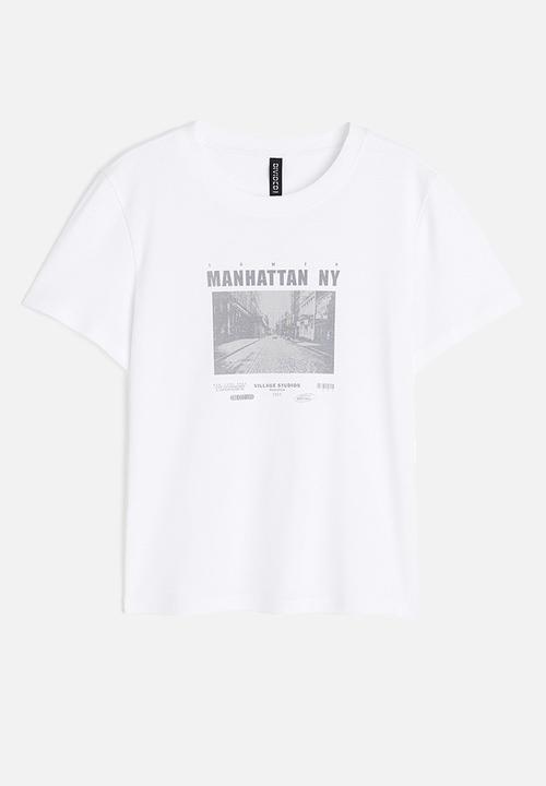 H&M - Fitted cotton top - multi, white