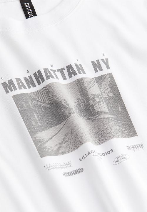 H&M - Fitted cotton top - multi, white