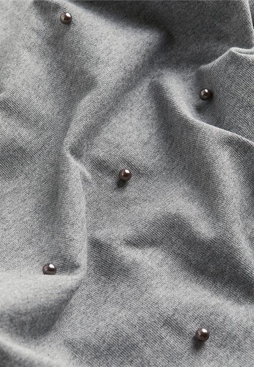 H&M - Bead-embellished t-shirt - grey, multi
