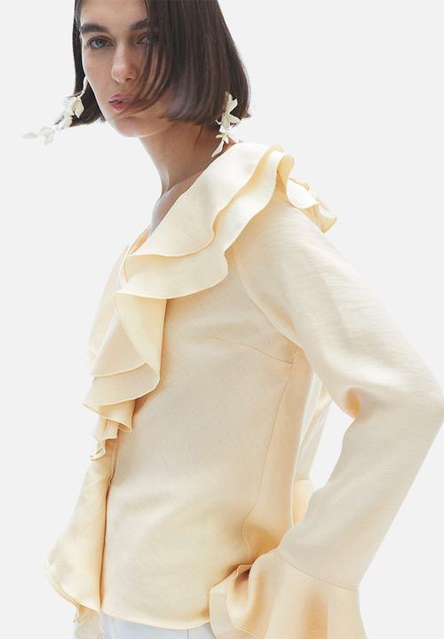 H&M - Flounce-trimmed blouse - beige