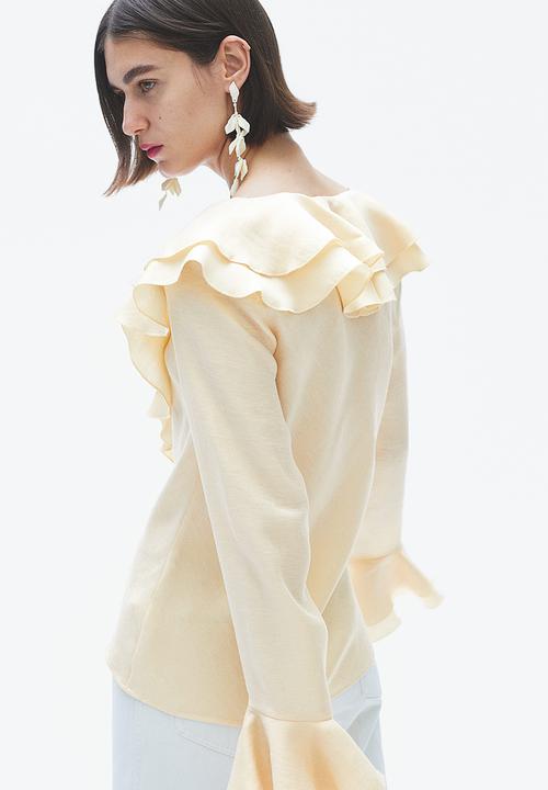 H&M - Flounce-trimmed blouse - beige