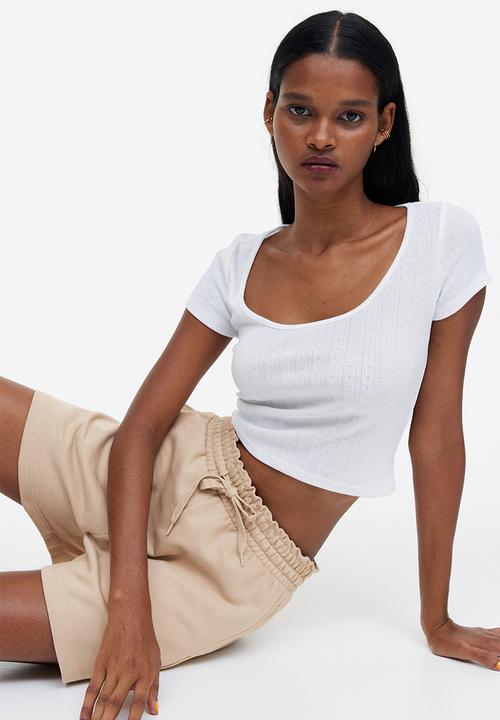 H&M - Paper bag sweatshirt shorts - beige