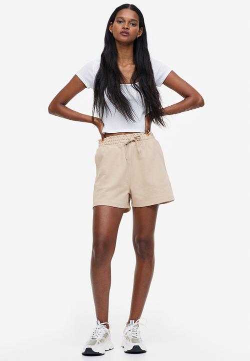 H&M - Paper bag sweatshirt shorts - beige
