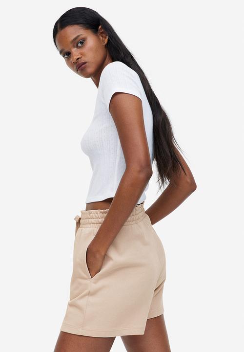 H&M - Paper bag sweatshirt shorts - beige