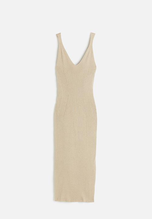 H&M - Rib-knit bodycon dress - beige