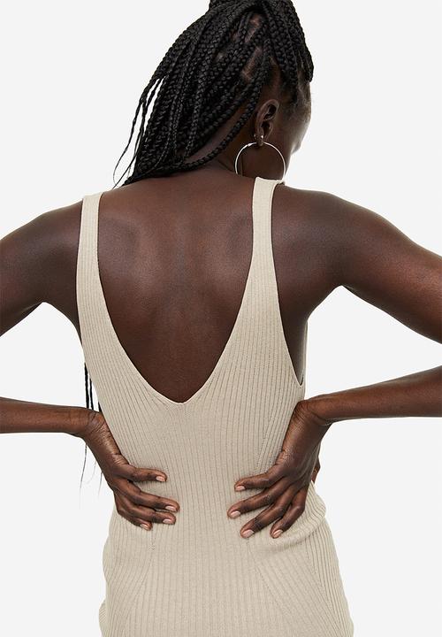 H&M - Rib-knit bodycon dress - beige
