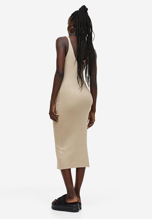 H&M - Rib-knit bodycon dress - beige