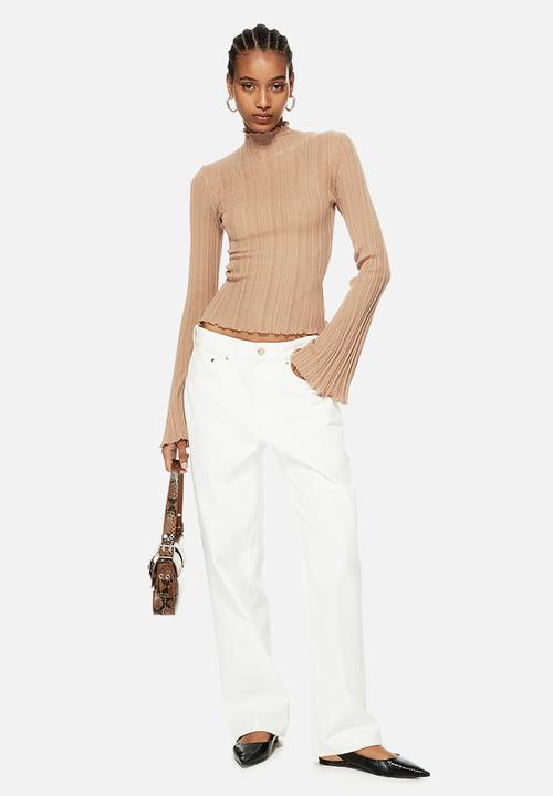 H&M - Rib-knit turtleneck top - beige