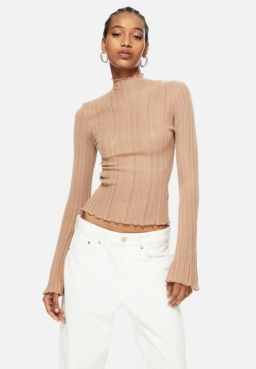 H&M - Rib-knit turtleneck top - beige