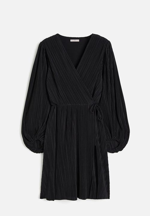 H&M - Plissé wrap dress - black