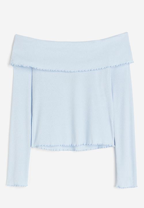 H&M - Ribbed off-the-shoulder top - blue