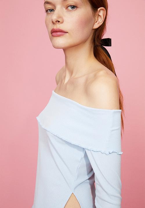 H&M - Ribbed off-the-shoulder top - blue