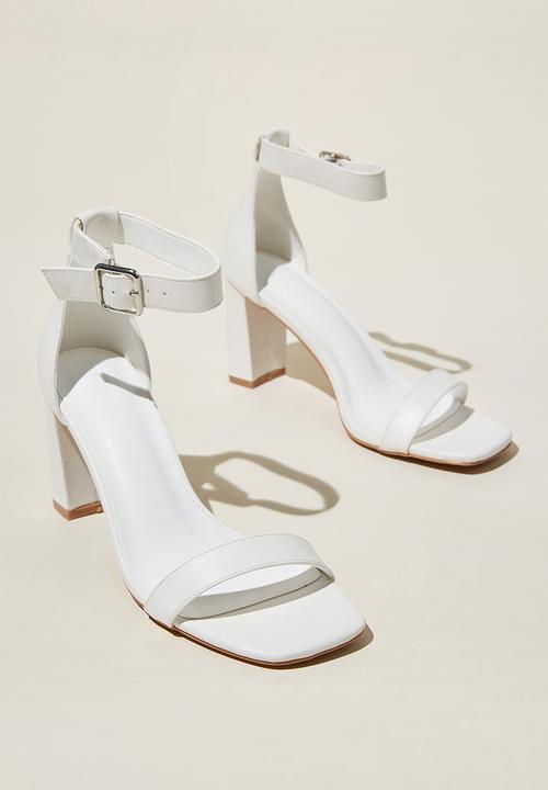 Cotton On - Matilda ankle strap block heel - white vegan leather