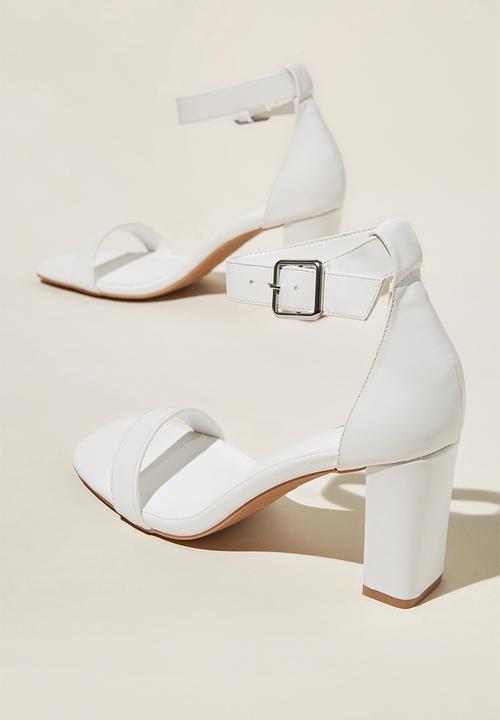 Cotton On - Matilda ankle strap block heel - white vegan leather
