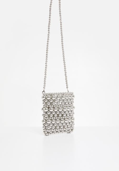MILLA - Paige beaded crossbody bag - silver