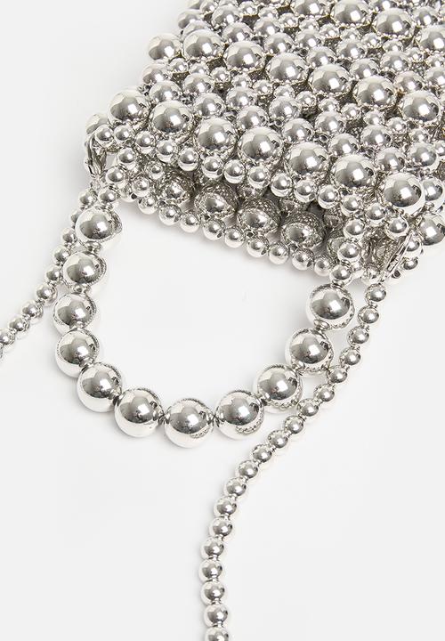 MILLA - Paige beaded crossbody bag - silver