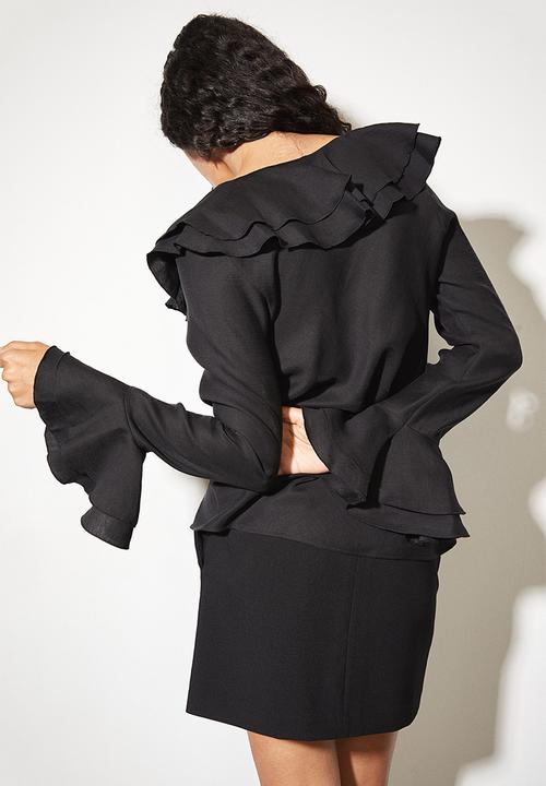 H&M - Flounce-trimmed blouse - black