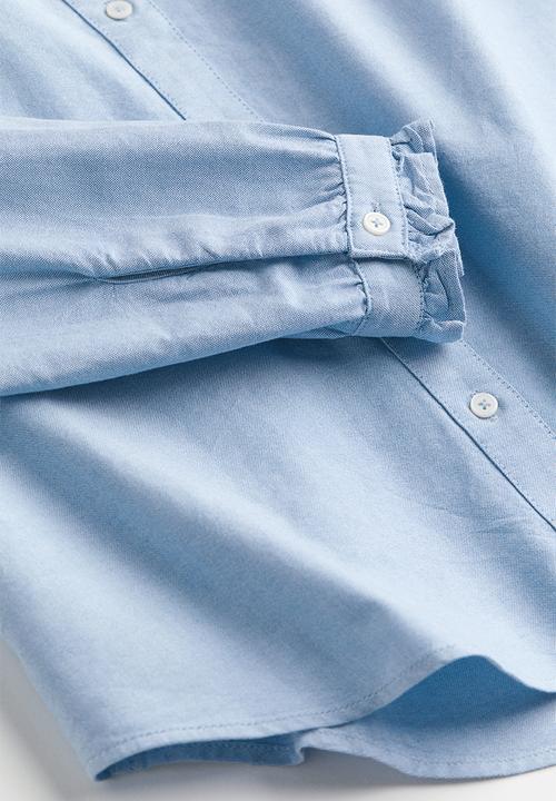 H&M - Frill-trimmed oxford blouse - blue