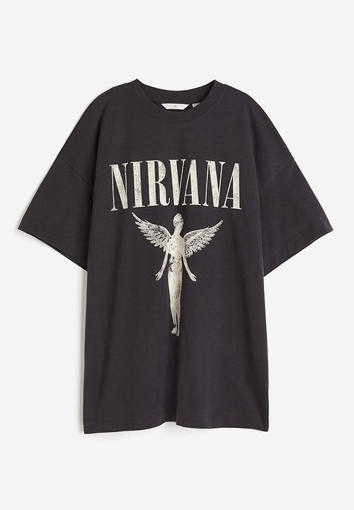 H&M - Long printed t-shirt - grey