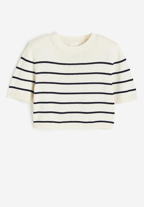 H&M - Knitted shoulder-pad top - white