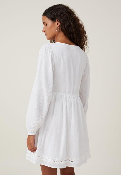 Cotton On - Quincy Long Sleeve Mini Dress - White