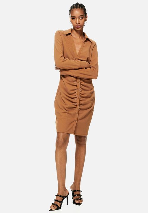 H&M - Draped shirt dress - beige