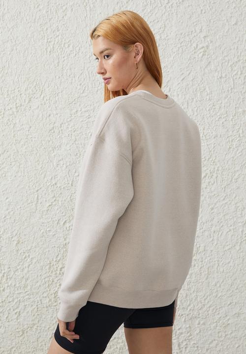 Cotton On - Plush Essential Crew Jumper - Sesame Marle