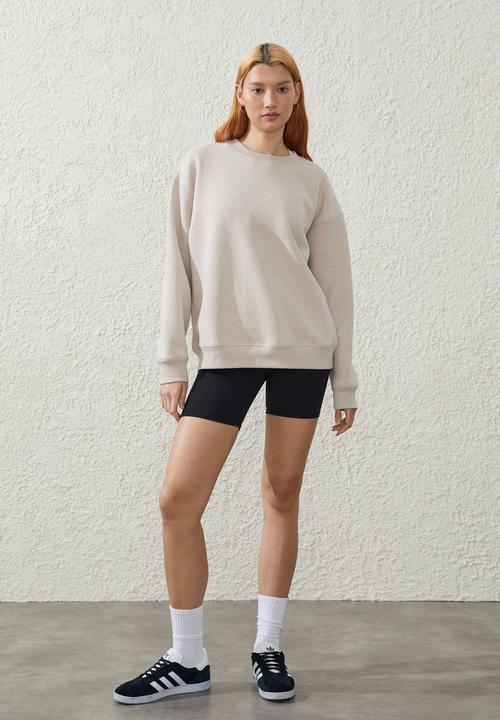 Cotton On - Plush Essential Crew Jumper - Sesame Marle