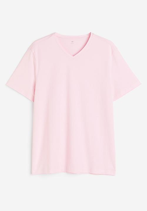 H&M - Slim fit v-neck T-shirt - pink
