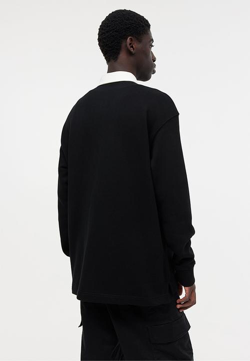H&M - Relaxed fit printed polo shirt - black