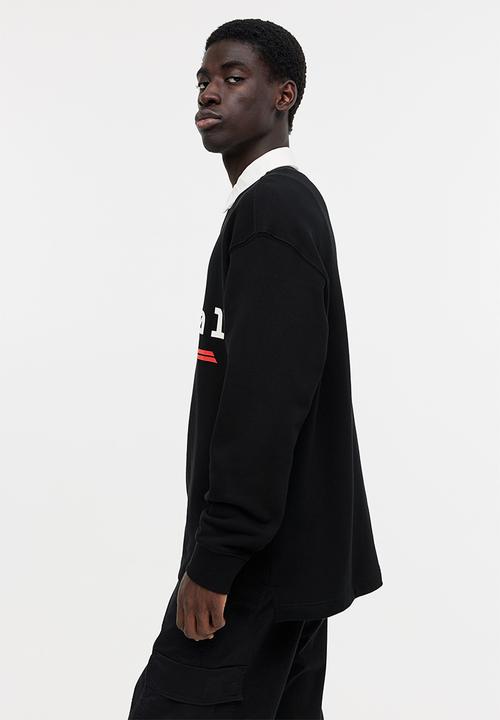 H&M - Relaxed fit printed polo shirt - black