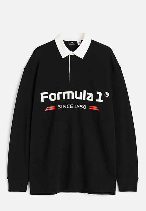H&M - Relaxed fit printed polo shirt - black