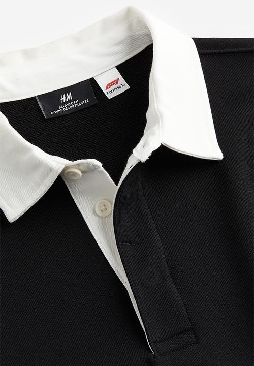 H&M - Relaxed fit printed polo shirt - black