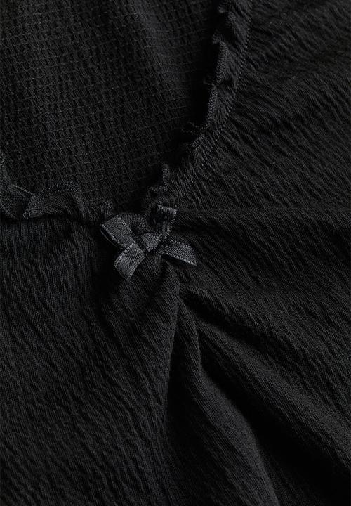 H&M - Crinkled jersey top - black