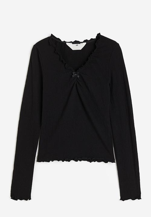 H&M - Crinkled jersey top - black