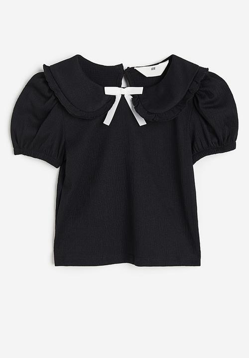 H&M - Collared jersey top - black