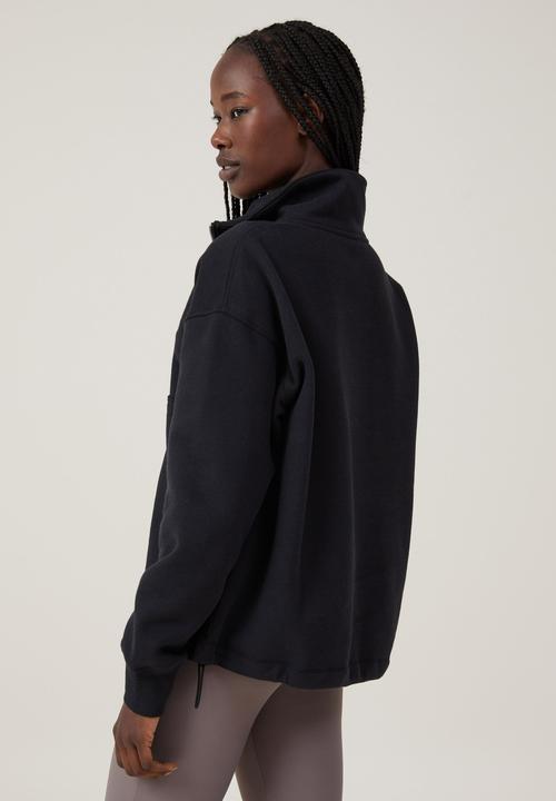 Cotton On - Plush Essential Half Zip Jumper - Black