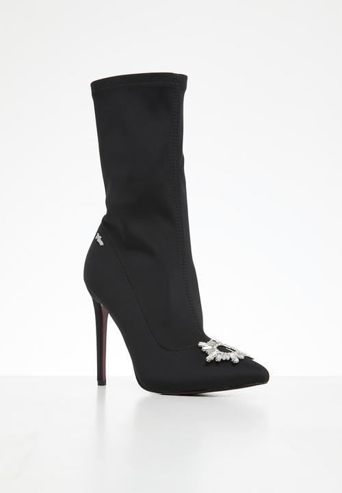 Plum - Molly stiletto sock boot - black
