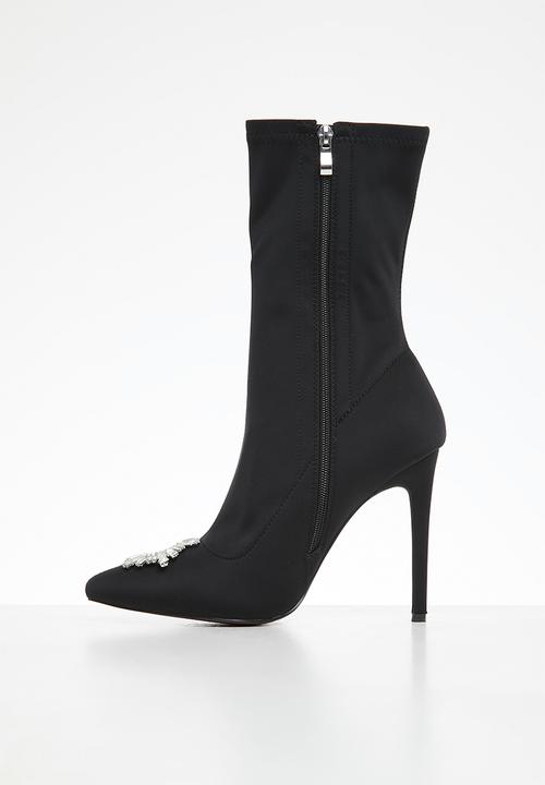 Plum - Molly stiletto sock boot - black